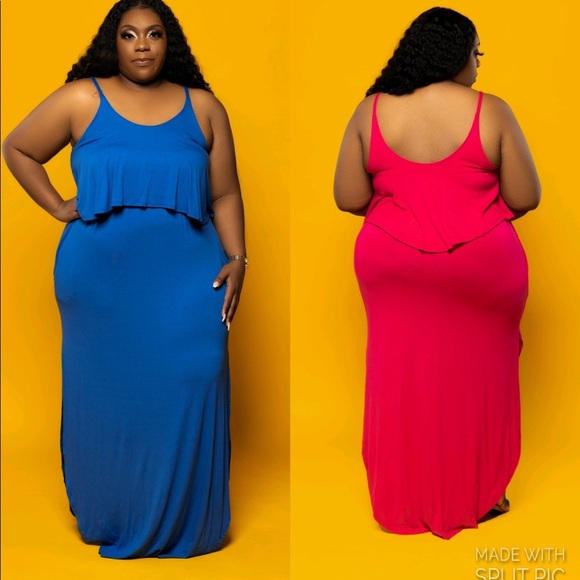 Ruffle Knit Dress- Cobalt Blue - Picture 3 of 5